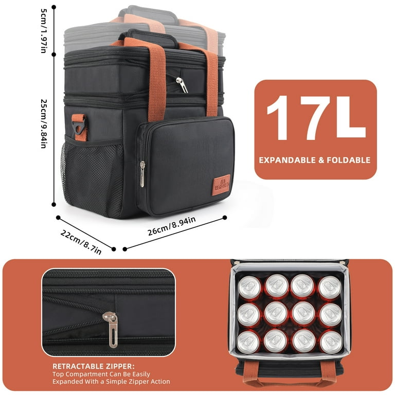 Cshidworld 17L Expandable Lunch Bag, Dual Compartment photo 6