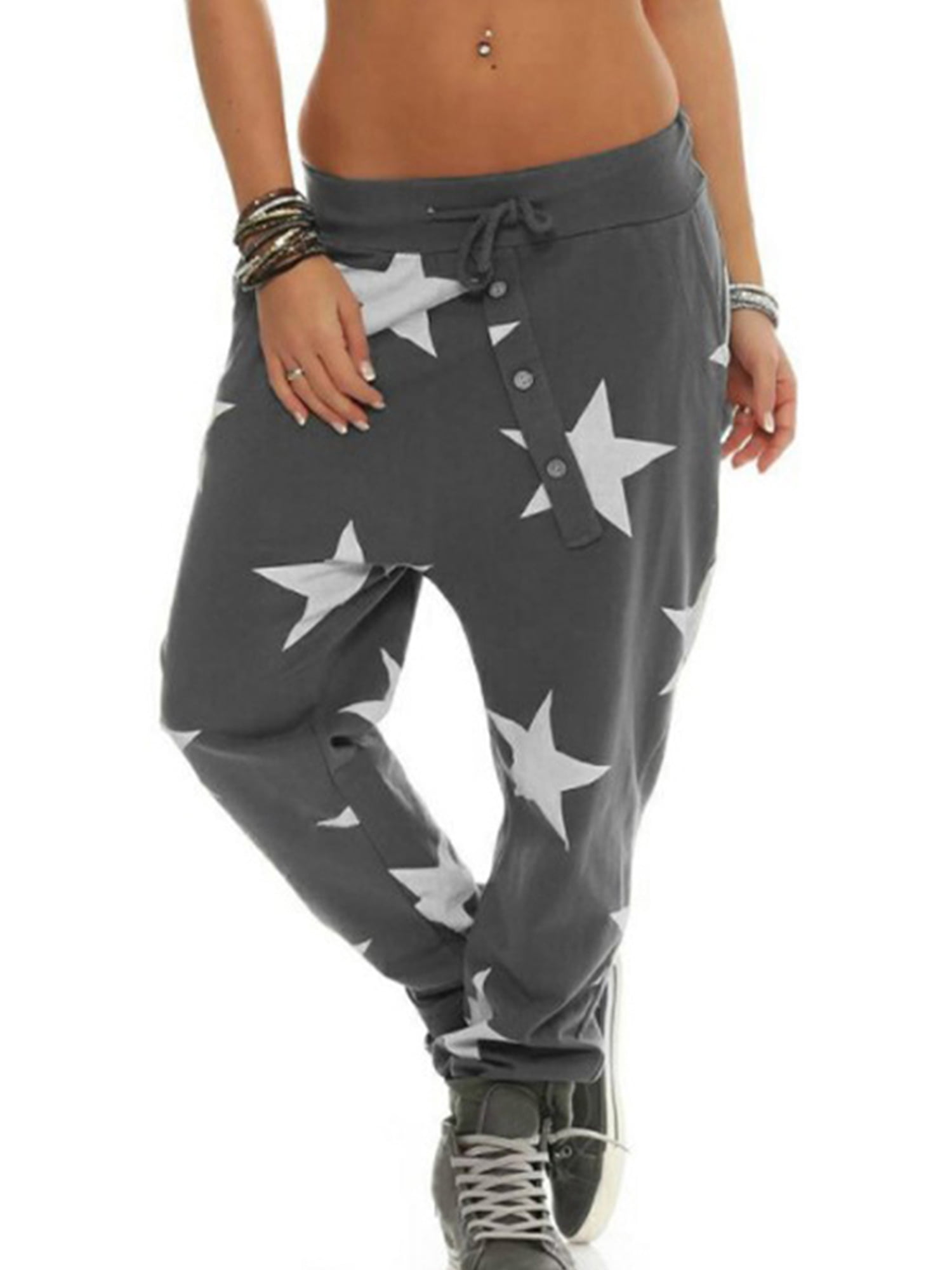 Lallc - Women Printed Casual Yoga Jogger Sports Harem Pants Bottoms Trousers Sweatpants