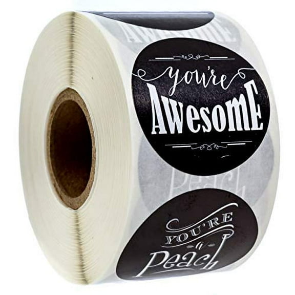 SBLABELS Retro Chalkboard Thank You Stickers - 1.5" Circle Labels / 500 per Pack