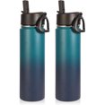 thumbnail image 1 of Botellas de agua aisladas con pajita a granel, paquete de 2 unidades, botella deportiva de acero inoxidable de 22 onzas, tazas de agua de viaje de metal al vacío de doble pared, frasco de, 1 of 4