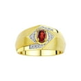 thumbnail image 1 of RYLOS Mens Rings Yellow Gold Plated Silver Ring 6X4MM Oval Shape Gemstone & Diamond Ring Garnet January Birthstone Rings For Man Silver Rings, Size 8, 1 of 7