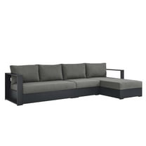 Modular Lounge Sectional Sofa Set, Grey Gray, Aluminum Metal, Outdoor Patio Balcony Cafe Bistro Garden Hospitality Restaurant, Modern Contemporary HB36636