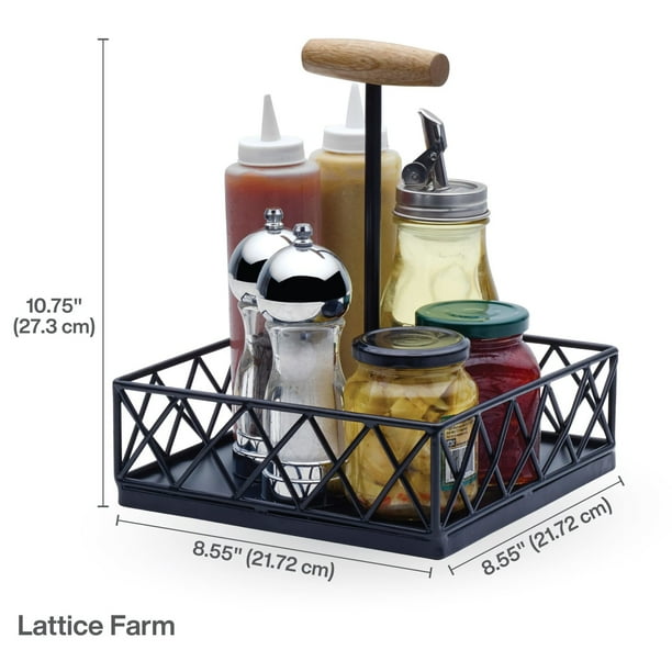 Gourmet Basics by Mikasa Lattice Farm Condiment Storage Caddy Black Walmart Business Supplies