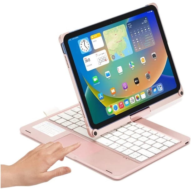 Teclado Táctil Giratorio 360° para iPad 10ª Generación 2022, Teclado Retroiluminado de 10.9 Pulgadas con Trackpad Integrado, Cubierta de Teclado Plegable Bluetooth para iPad 10