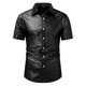 thumbnail image 1 of Manga Larga de Verano Tops Botón Glitter Flip Collar Manga Corta Superior de Poliéster, Camisa de Moda de Ocio de Club Nocturno para Hombres Fiesta Y Club, 1 of 3