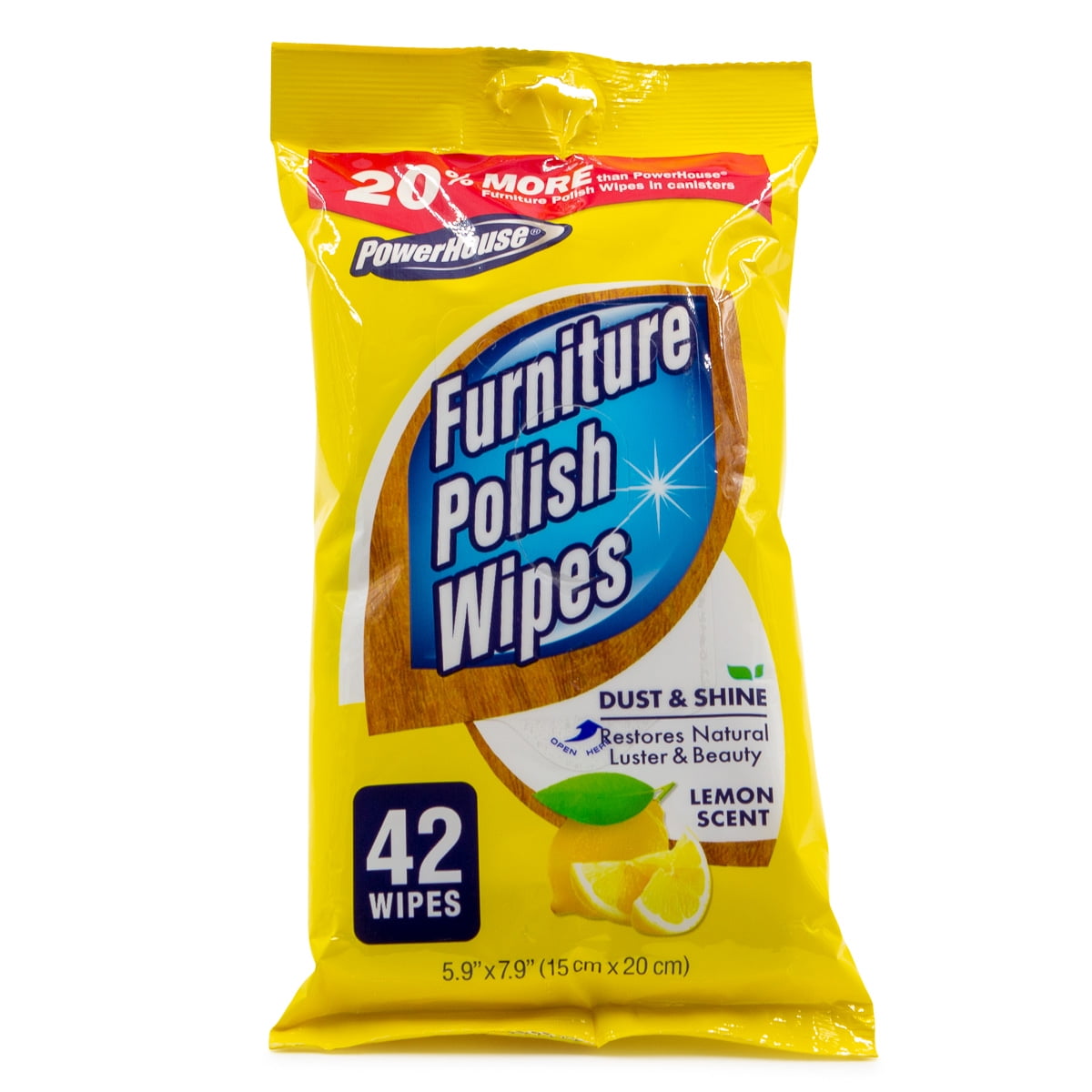 Powerhouse (42 Pack) Furniture Polish Wipes For Wood & Other Surface