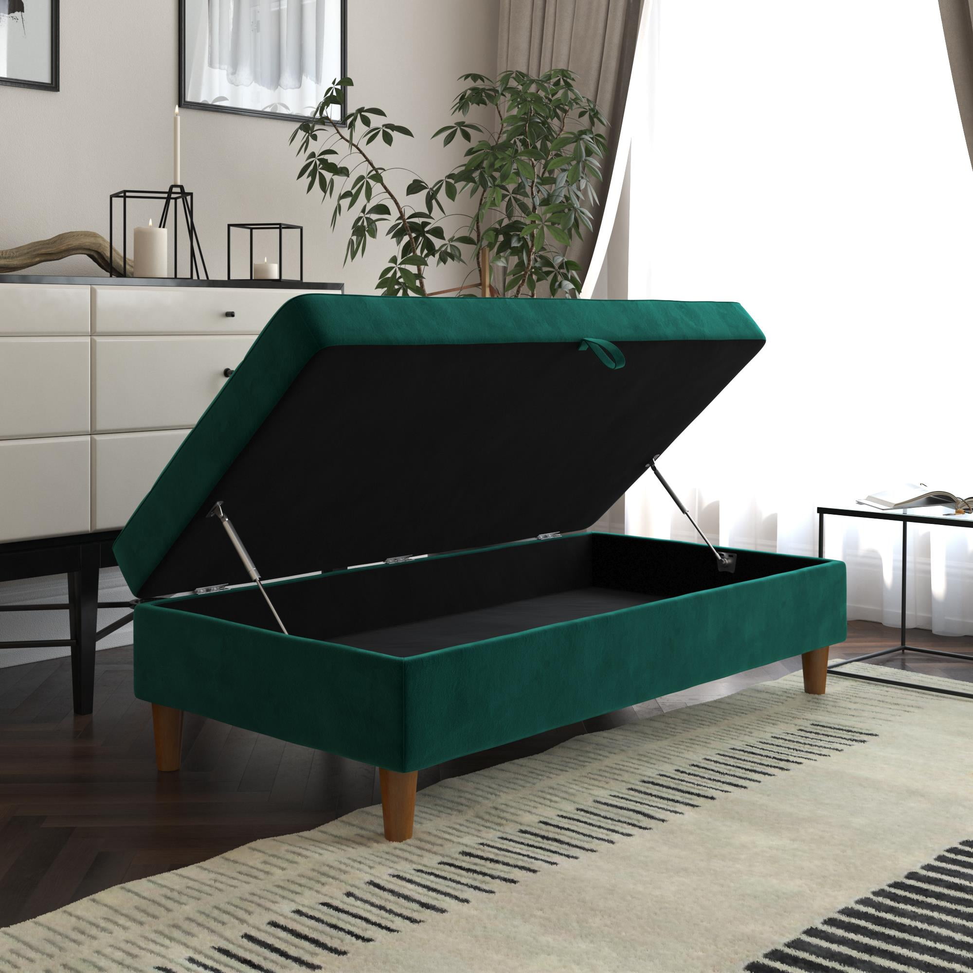 DHP Presley Storage Ottoman, Green Velvet
