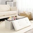 thumbnail image 4 of CUYOCA Storage Ottoman Bench Foldable Footrest End of Bed Ottoman for Living Room Bedroom, with Flipping Lid, 75L Storage Space, 30 inches Velvet Cream, 4 of 4