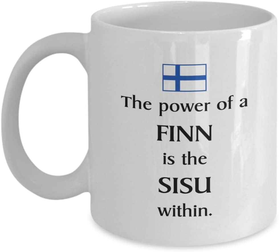 White Unique Gifts By huMUGous 11 oz The Power Of A Finn Is The Sisu Within Coffee Mug 