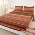 thumbnail image 5 of Castle Fairy Hippie Horizontal Stripe King Sheets 4pcs,Bohemian Thin Line Bedding,Terracotta Pink Brown,1 Flat Sheet, 1 Fitted Sheet and 2 Pillowcases, 5 of 7