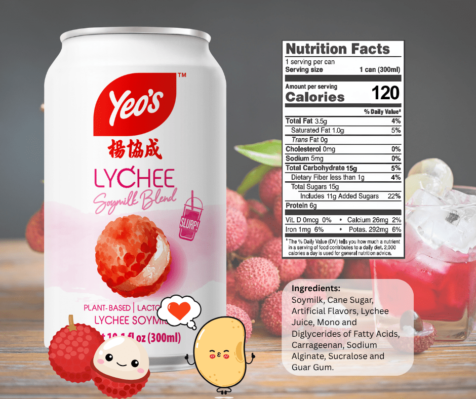 Yeo's Lychee Soy Milk Drink | 24 cans 10.1 fl oz - Walmart.com