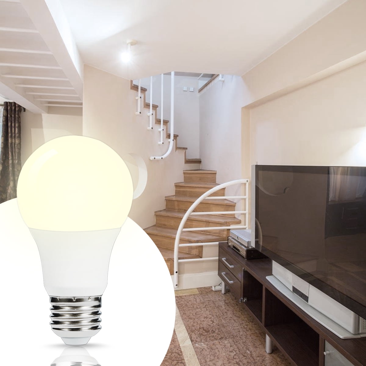 Smart Dusk to Dawn LED Light Bulb, A19 6 Watts 40W Equivalent Daylight 5000K 500LM E26 Sensor Porch Light Bulbs for Garage, Hallway 4 Pack