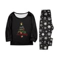 thumbnail image 4 of Yuaguia Family Christmas Matching Pajamas Set, Wish You a Merry Christmas Tree Letter Print Long Sleeve Tops and Black Snowflake Print Pants, Holiday Sleepwear, Kids 6 Years, 4 of 9