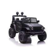 Farmdex 12 Volt 7Ah Ride on Toys for Toddlers with Remote Control, Electric Car for Kids w/ Bluetooth Music, Spring Suspension, 3-Speed, LED Lights, Ride on Truck Car Black