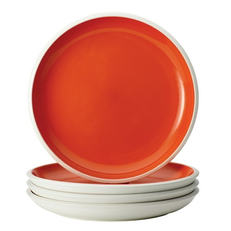 Rachael Ray Dinnerware Rise 4-Piece Stoneware Dinner Plate Set, Orange