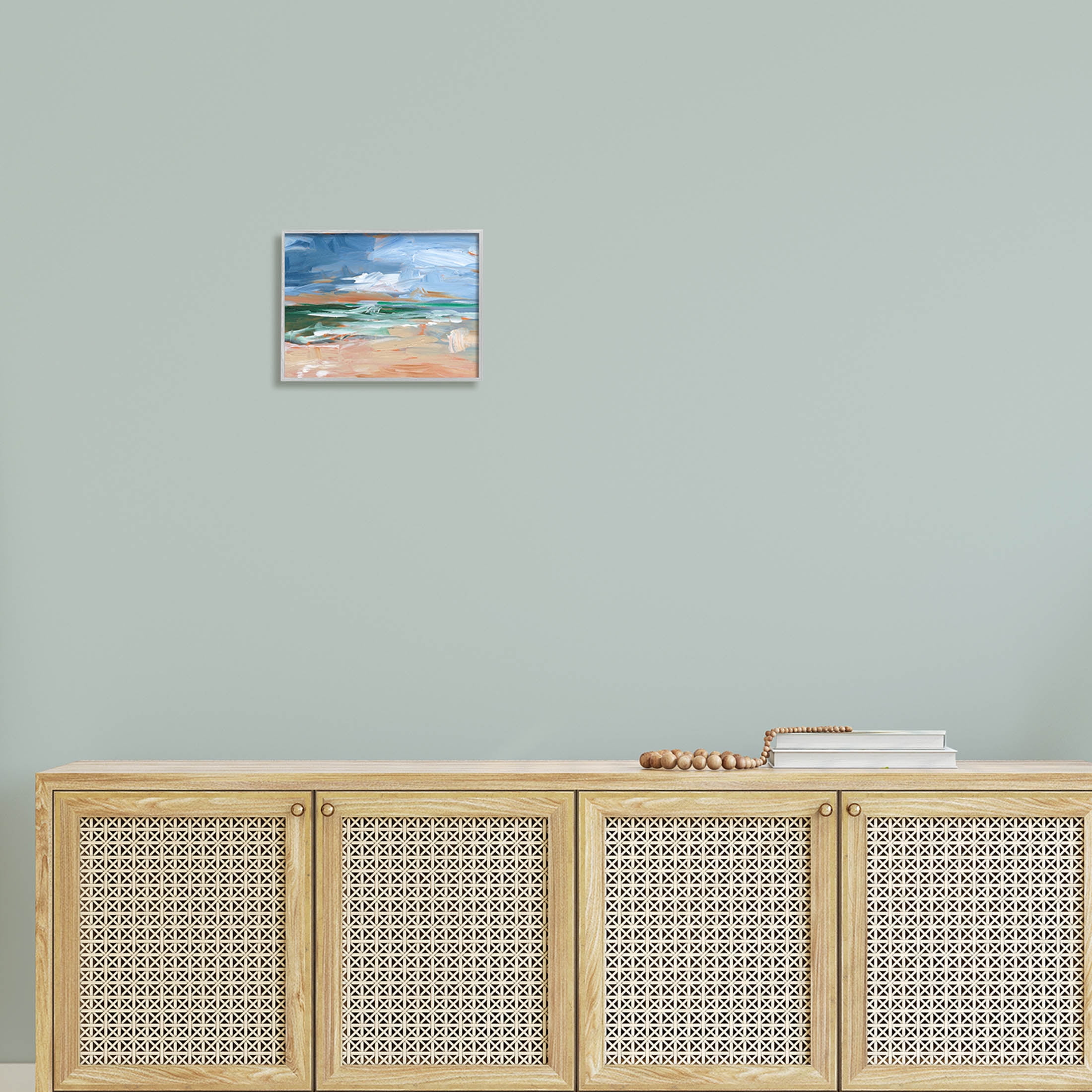 Abstract Beach Nautical Scenery Landscape Painting Gray Framed Art Print Wall Art