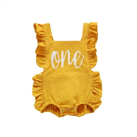 

SuoKom Baby Boys Girls Bodysuit Infants Pure Cotton Coverall Baby Girls Letter Print Jumpsuit Casual Sleeveless Bodysuit Baby Clothes Essentials (3-24 Months)