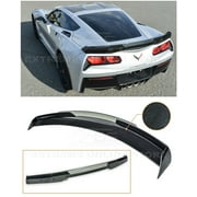 Extreme Online Store Replacement for 2014-2019 Corvette C7 | Z06 Z07 Stage 3 Style Rear Trunk Lid Wing w/ Light Tinted WickerBill Spoiler (ABS Plastic - Painted Carbon Flash Metallic)