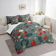 thumbnail image 3 of Manfei Cute Strawberry 7-Piece Bedding Comforter Set,Countryside Flower Floral King Bedding Sets,Red Gray Bed Sheets For Girls Kids,Breathable Home Decor Reversible, 3 of 8