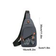 thumbnail image 3 of Fiudx Bolso Bandolera Pequeño Gris, Bandolera de Pecho, con Orificio para Auriculares, Tela Ligera, Bolsillo para Tablet, Correa Ajustable, Bolso de Hombro para Viajes Al Aire Libre, Regalo para Homb, 3 of 6