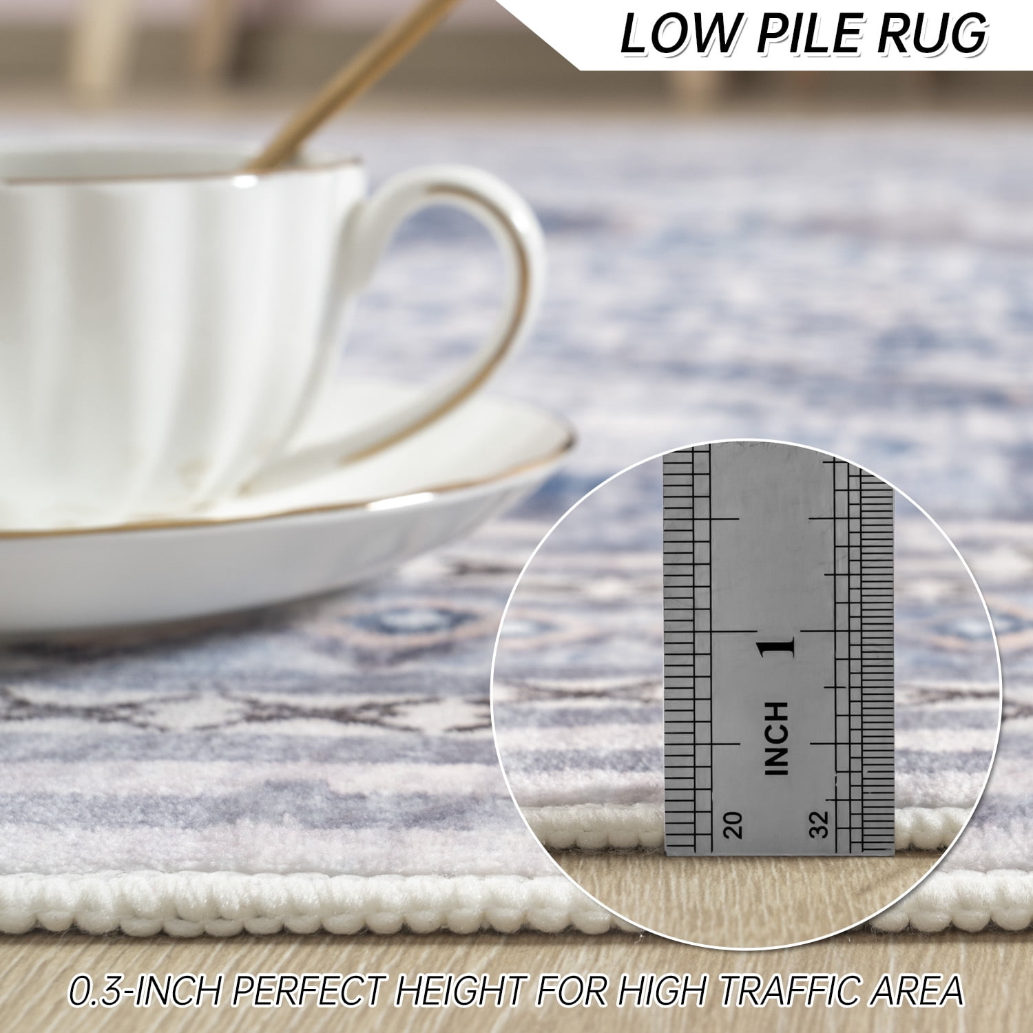 Astorug 6x9 Area Rugs for Living Room, Washable Area Rug, Rugs for Bedroom, Kitchen Rugs, Vintage Boho Carpet, Soft Non-Slip, Low Pile Large Area Rug for Office Dining Room, Light Blue