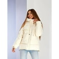 thumbnail image 5 of Ladies' Autumn and Winter Warm Coat Fashionable and Simple Casual Hooded Drawstring Button Large Pocket Jacket Solid Color Campus Warm Coat, 5 of 9