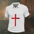 thumbnail image 5 of Mens Waffle Polo Shirts Short Sleeve Moisture Wicking Golf Tennis Polo Casual Shirts with Cross Printed Size 2XL White, 5 of 5