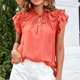 thumbnail image 2 of Drawstring Shirt Stylish Elegant Casual Polyester Ruffle Sleeve Blouse  for Beach Party ANGGREK Otros, 2 of 6