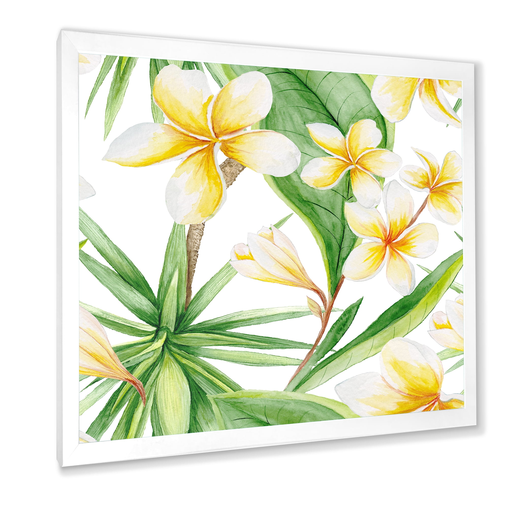 Designart 'Yellow Flowers and Tropical Foliage X' Traditional Framed Art Print