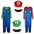 thumbnail image 1 of Mens Adult Super Mario And Luigi Fancy Dress Plumber Bros Halloween Costume, 1 of 5