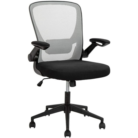 BestOffice Ergonomic Office Chair, Lumbar Support, Mesh, Flip-up Arms, Adjustable Swivel Rolling for Home Office, Grey