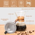 thumbnail image 5 of Pour Over Coffee Maker 14 OZ, 4 Cup Borosilicate Glass Drip Coffee Maker with Reusable Stainless Steel Filter and Cork Grip for Home Café 400 ML, 5 of 18