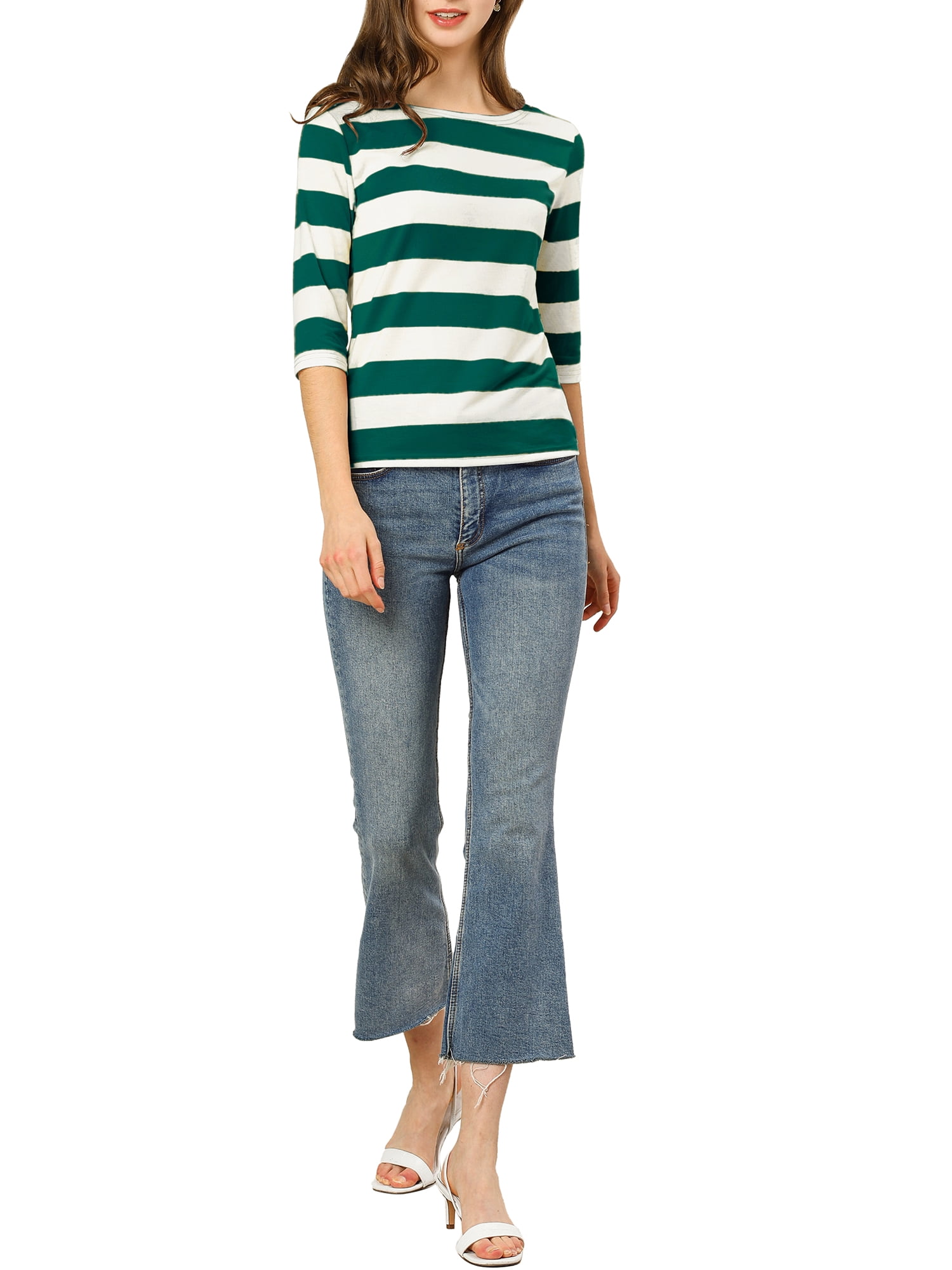 DARING DIVA Women's Halloween Costume Boat Neck Top T-Shirts M Green White
