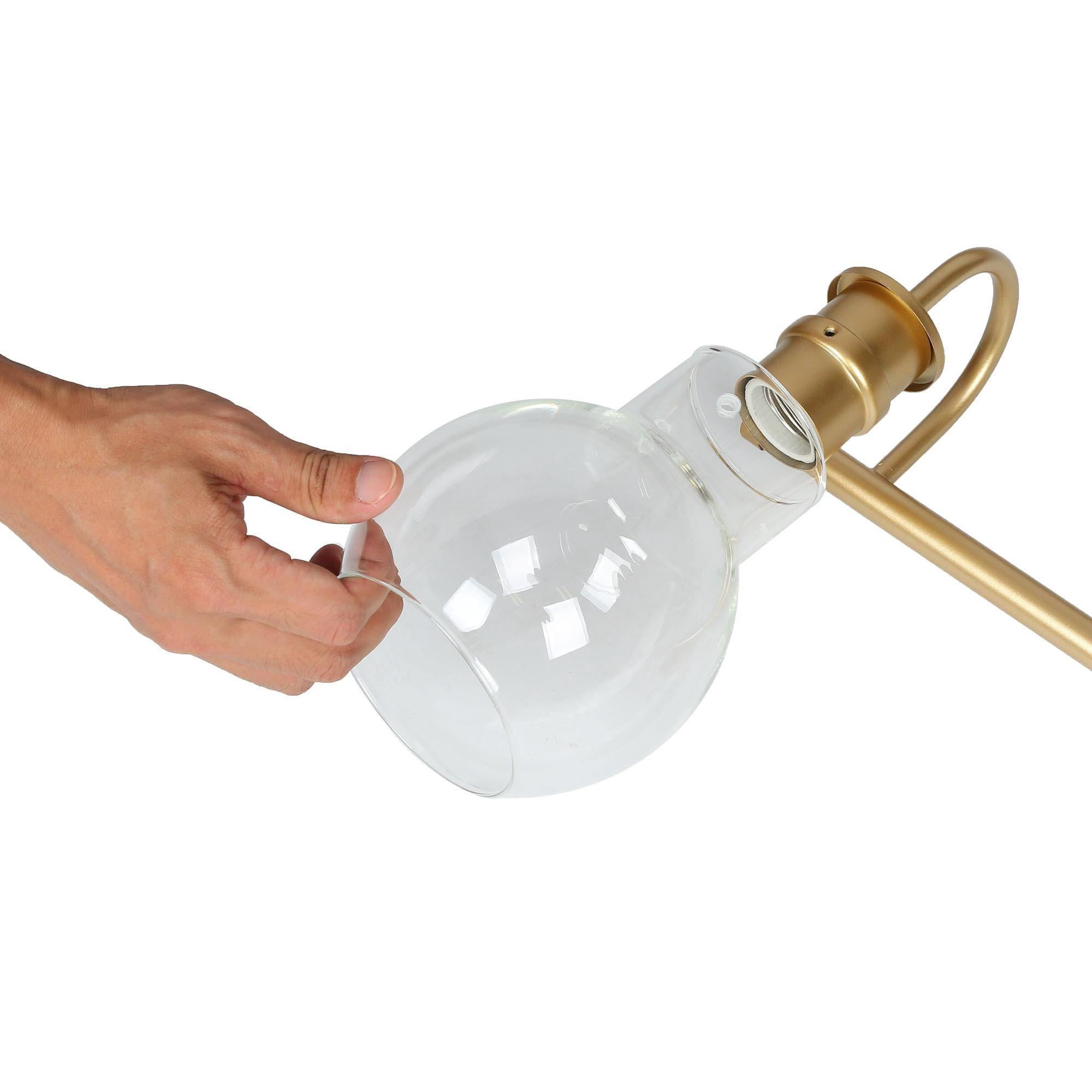LNC 4-Light Gold Round Clear Glass Modern Bathroom Vanity Lighting Fixutre