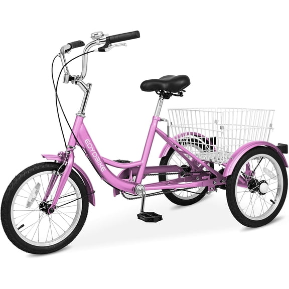 MOONCOOL 16 inch Kids Tricycle, Single-Speed Three Wheeled Bike for 3'9" to 4'9" 3-13 Year Old Boys & Girls, Children Stable Trike with Large Rear Basket