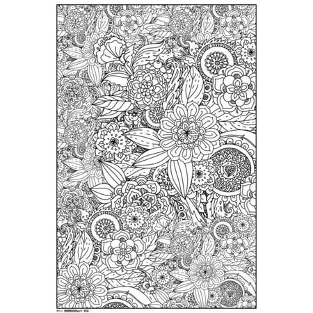 Doodle Flowers Art Print 24 X 36 Coloring Poster Walmartcom