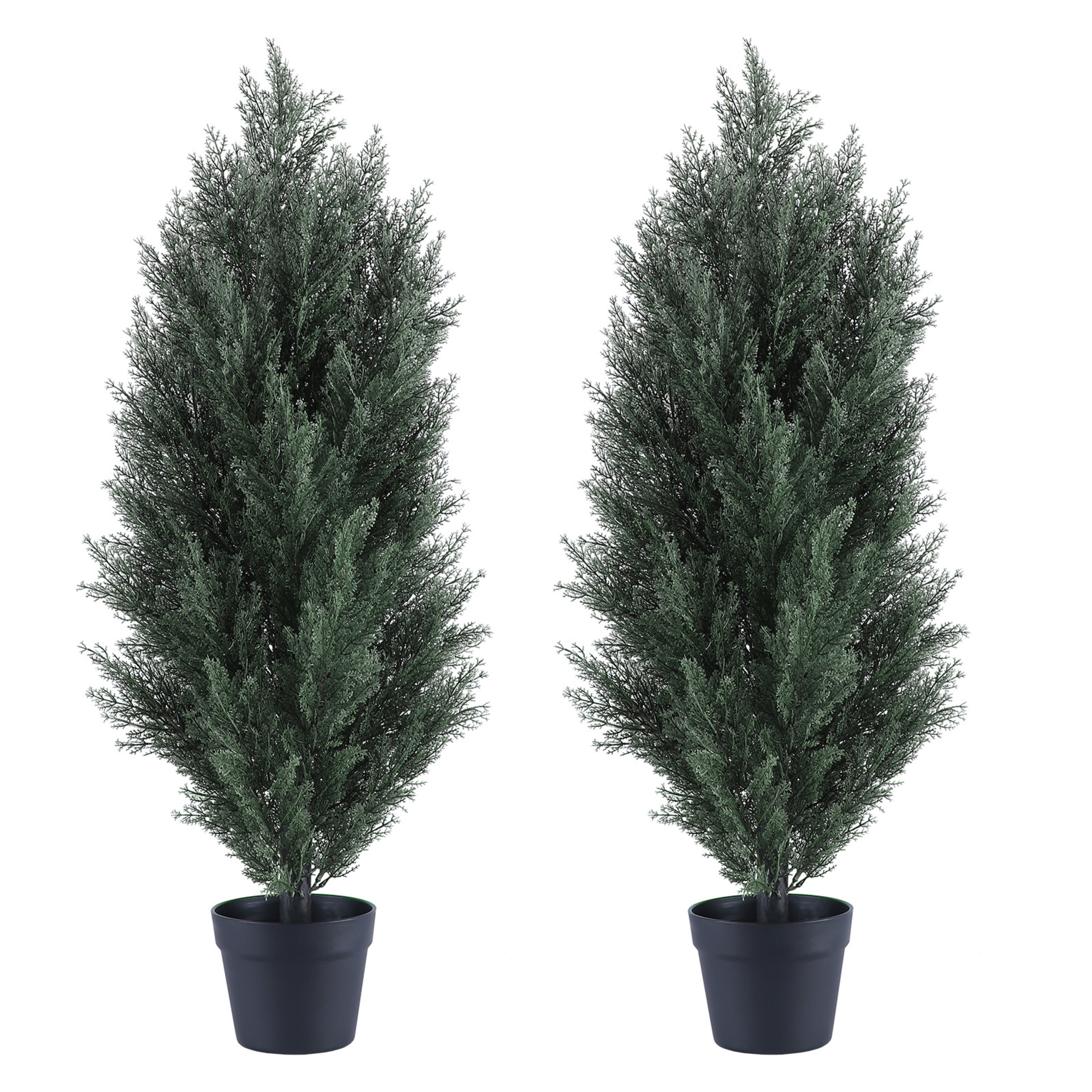 Noble House 2.95FT Artificial Pine Trees, Faux Plants in Pots for Indoor/Outdoor & Porch Décor, Green, Set of 2
