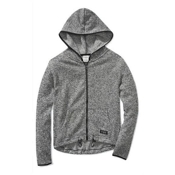 Victoria's Secret Pink Sweater Knit High Low Hoodie Full Zip Color Dark Marl Gray Size XSmall New