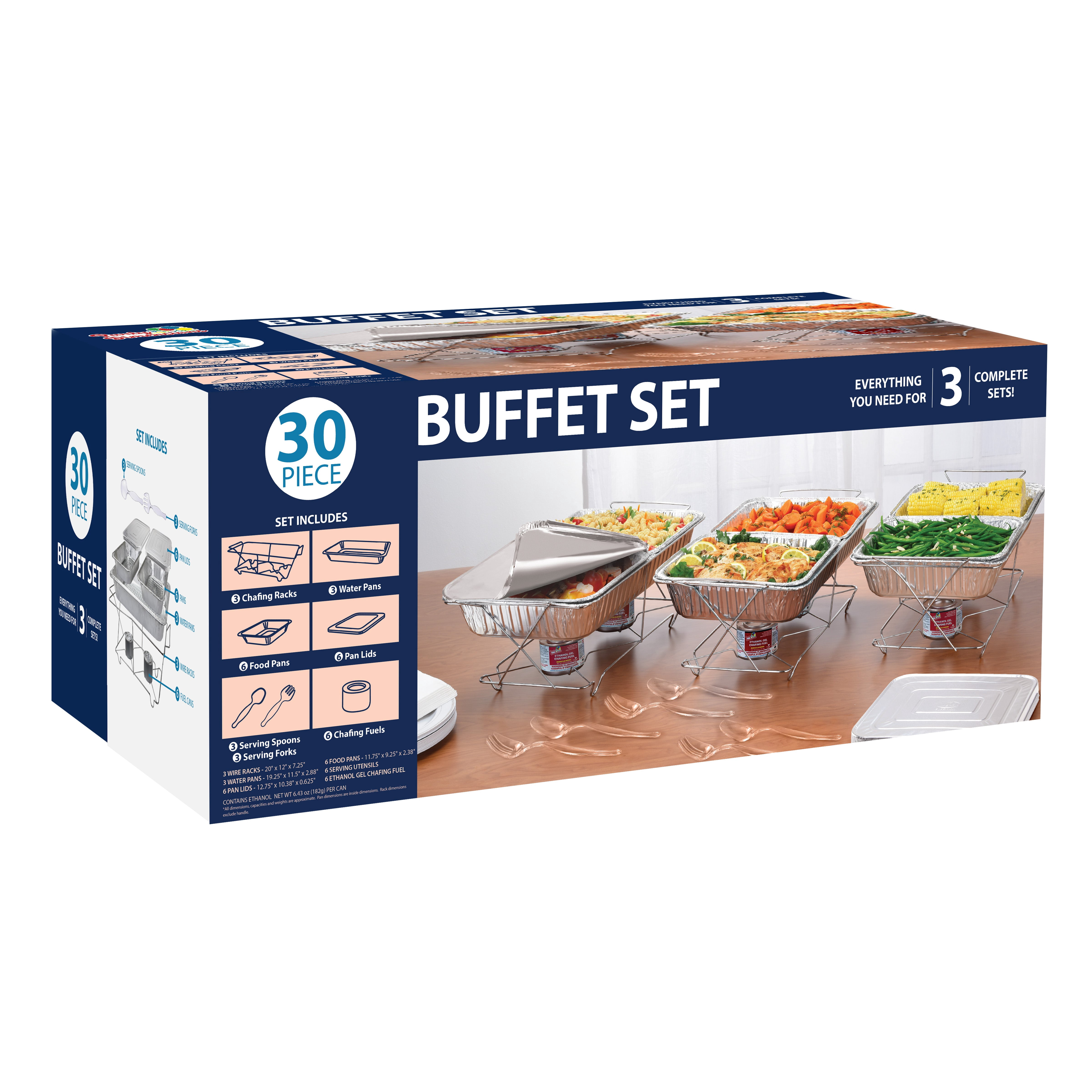30-Piece Chafing Dish Set with Gel Fuel – Catering Kit for Parties & Events