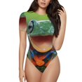 thumbnail image 1 of Fotbe Tree Frog Body de Mujer con Cuello Redondo y Mangas Cortas, Sin Mangas Ajustado, Suave, Cómodo y Básico-X-Large, 1 of 7