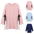 thumbnail image 1 of Sentmoon Maternity Clothes Summer Plus Size Crew Neck Breathable Pregnancy Clothes Solid Color Long Sleeve Maternity Clothes Comfy for Casual Wear Blue XXL, 1 of 4