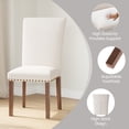 thumbnail image 7 of Mid-Century Fabric Dining Chairs with Nailhead Detail and Wooden Legs, Upholstered Side Chairs for Kitchen and Dining Room – Beige, 7 of 7