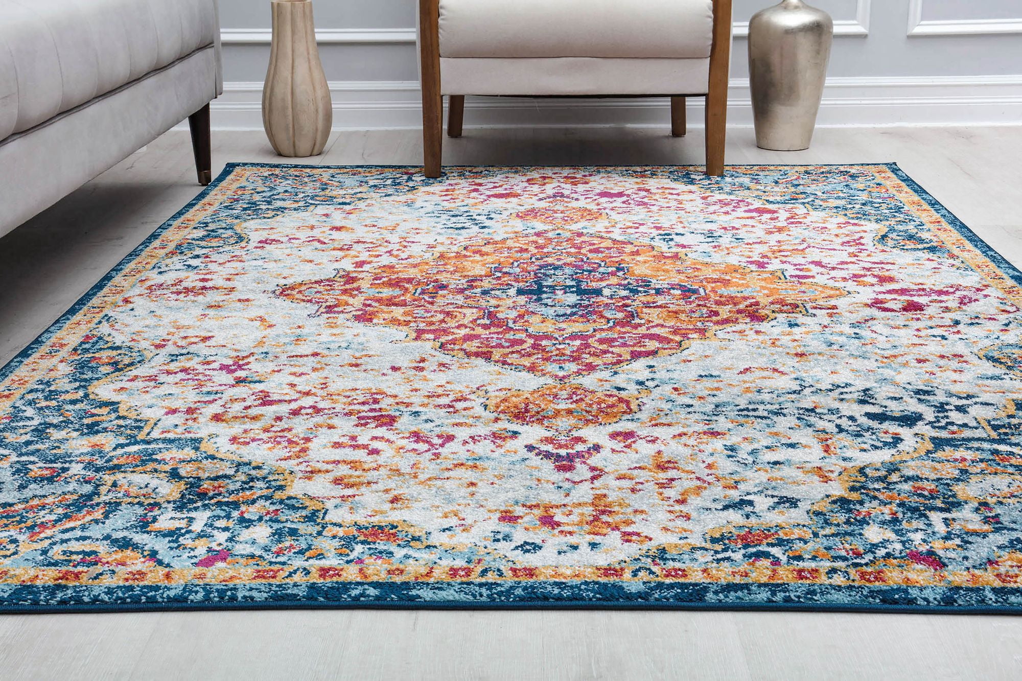 Harper HY50P Vivid Beauty Abstract Vintage Blue Area Rug, 2'6" x 8'