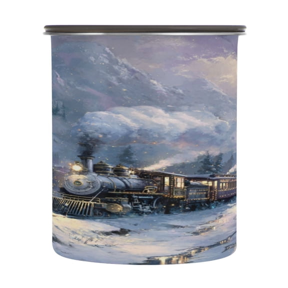 500ml Stainless Steel Food Storage Containers Vintage-style Christmas Train Airtight Kitchen Canisters with Vacuum Lid for Coffee Tea Flour Sugar Grains