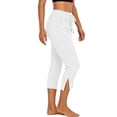 thumbnail image 5 of Hvogkswy Women's Capri Pants Solid Split-Hem Elastic Drawstring Waist Jogger Capri Pants with Pockets Thin Loose Casual Summer Capri, 5 of 6