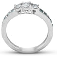 thumbnail image 3 of Pompeii 1/2 Ct Blue & White Diamond Three Stone Engagement Anniversary Ring White Gold, 3 of 5