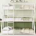 thumbnail image 6 of Bellemave Triple Bunk Beds for 3, Metal Full XL over Twin XL over Queen Bunk Bed Frame, Modern Heavy-Duty Steel Frame 3 Bunk Bed Built-in Ladder for Bedroom (White), 6 of 7
