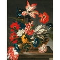 thumbnail image 2 of Francesco Caldei 20x24 Gold Ornate Framed and Double Matted Museum Art Print Titled - Flowers in a Decorative Vase on a Stone Ledge, 2 of 4