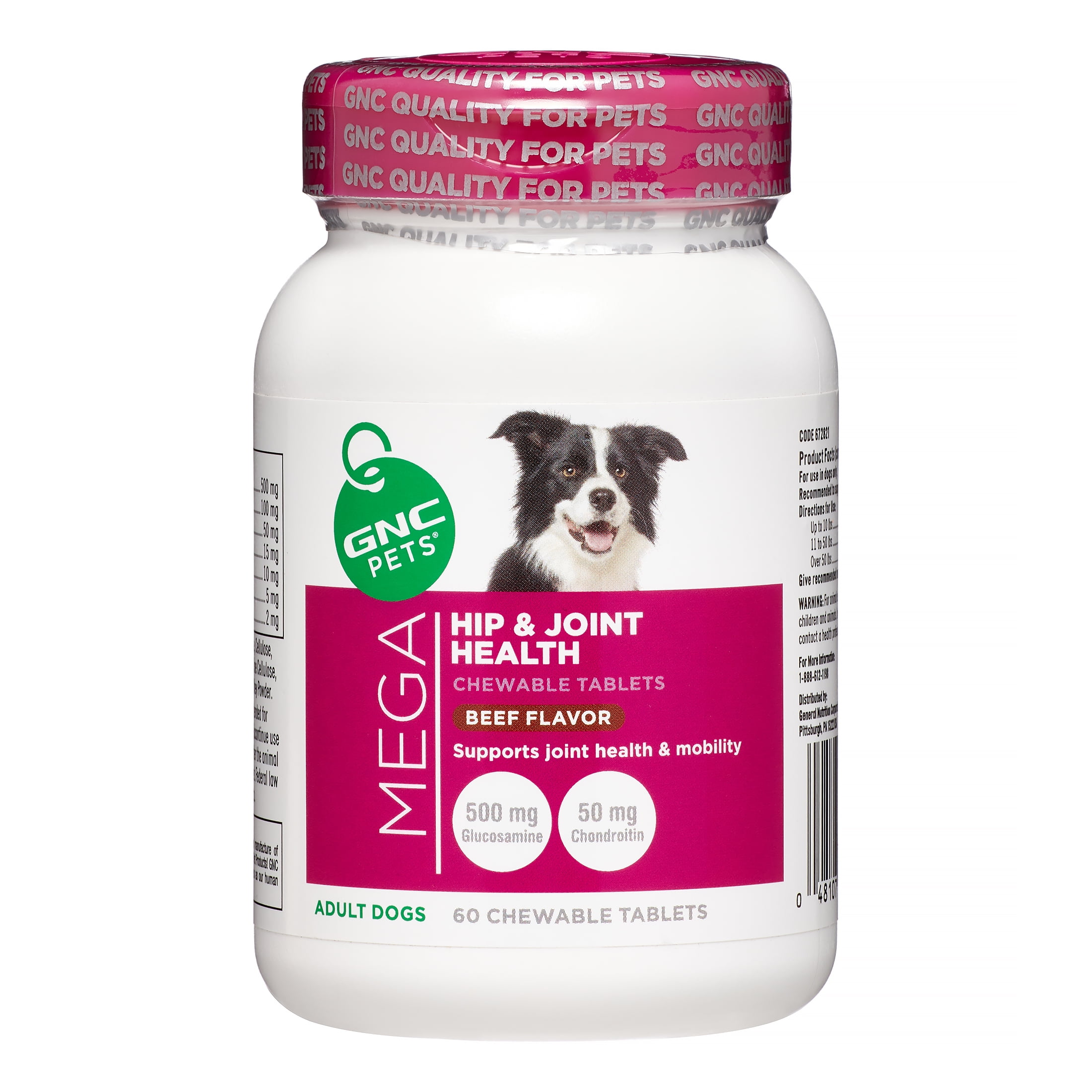 GNC Pets Mega Hip & Joint Health Supplement for Dogs, Beef Flavor, 60
