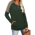 thumbnail image 3 of Womens Tops Color Block Pullover Long Sleeve T Shirts with Pockets Crew Neck Tunic Blouse, 3 of 5